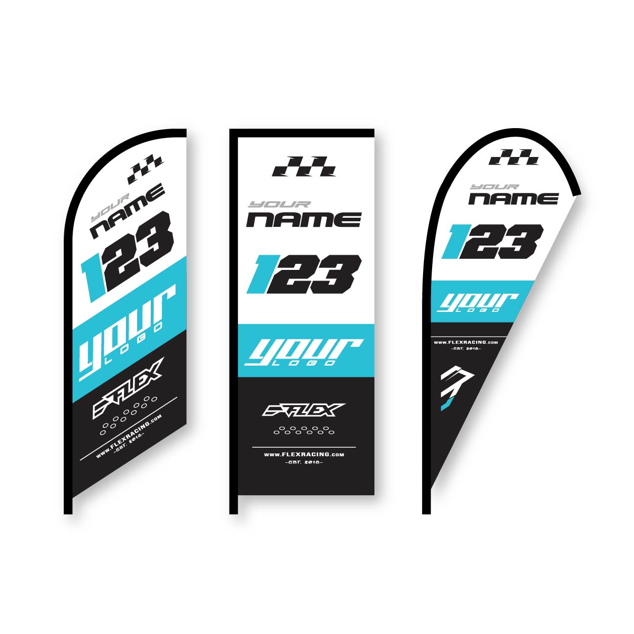 Custom Racing Flags - Pit Flags - Feather, Teardrop, Block – FLEX Racing